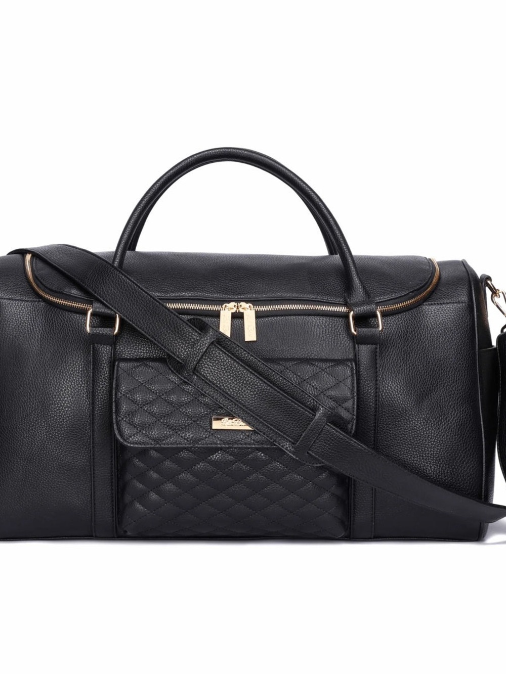 Luli Bebe Weekender Travel Duffle Bag Ebony Black with Gold Hardware